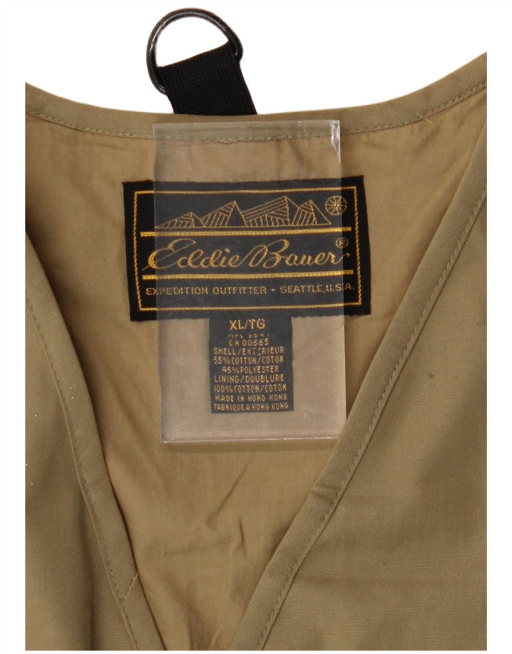 EDDIE BAUER Kvinder Oversized Utility Gilet UK 18 XL Beige Bomuld