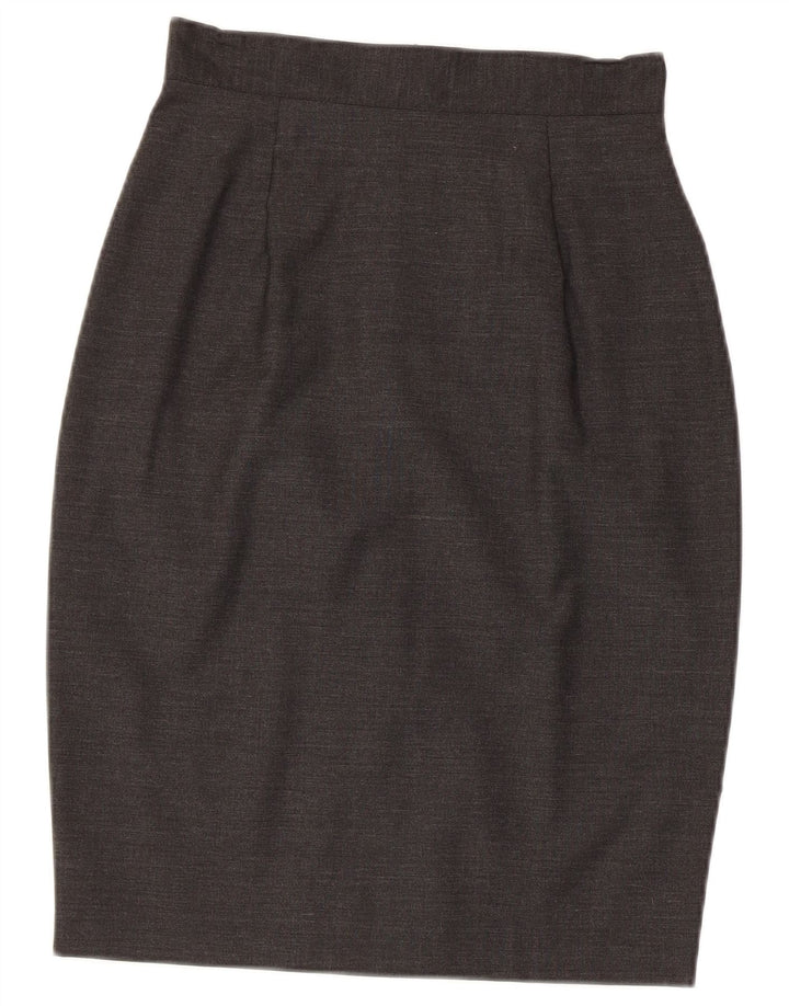 Benetton Womens High Waist Pencil Skirt IT 40 Small W24 Grey Acetate