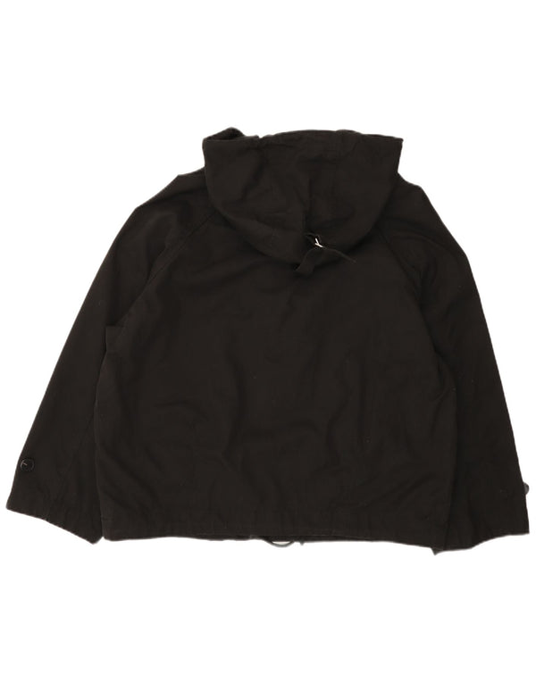 Zara Dame Hætte Oversized Windbreaker Jacket UK 14 Medium Sort Bomuld