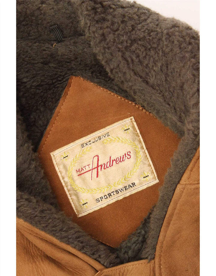 Vintage Herre Shearling Jacket UK 38 Medium Brown