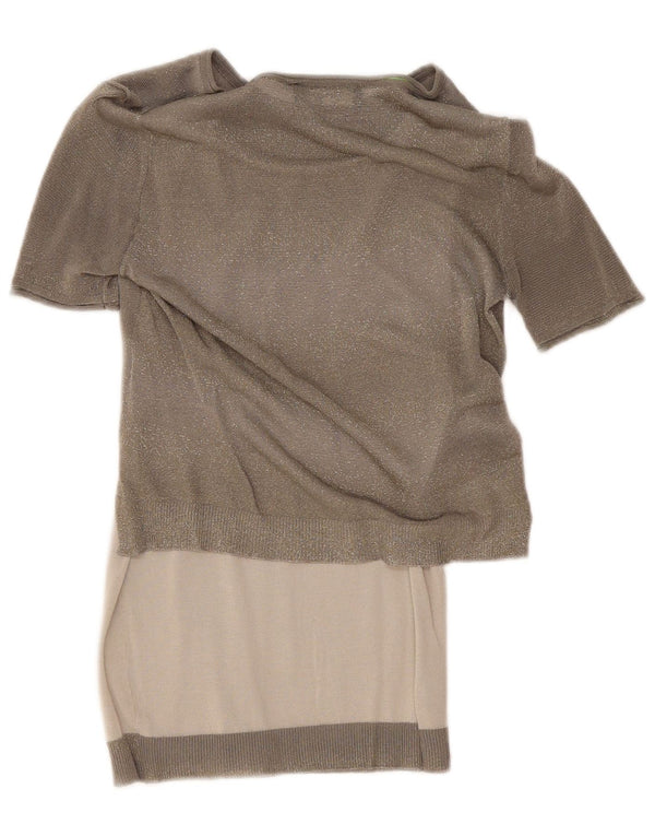 Trussardi Dame Boat Neck Jumper Sweater UK 6 XS Grå Colourblock