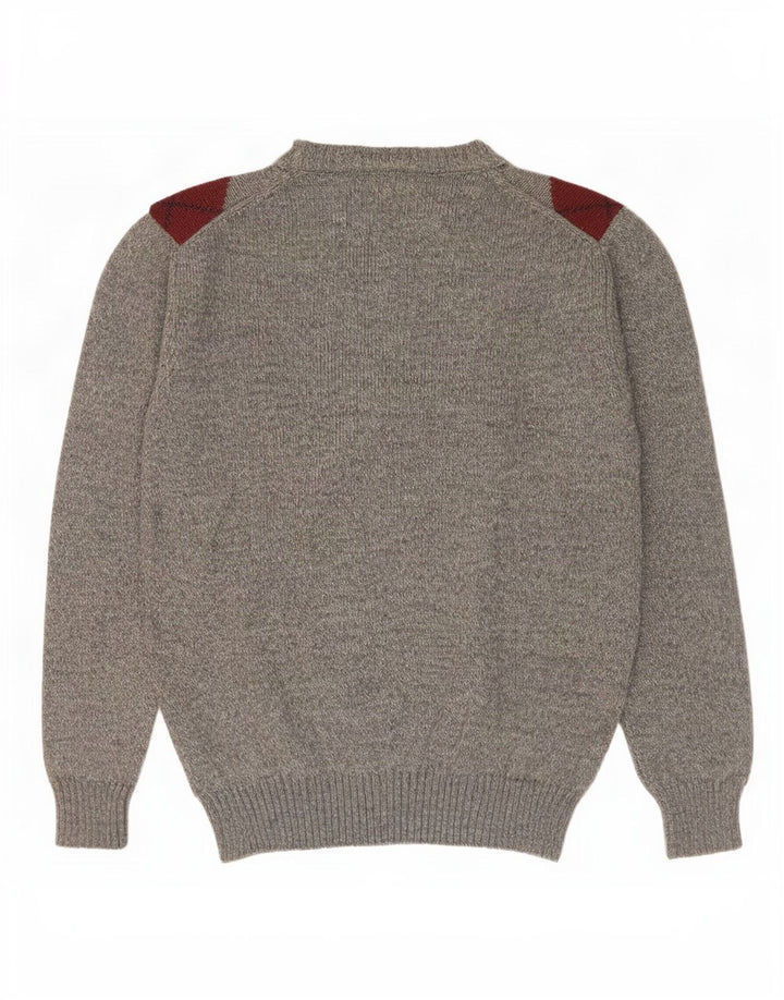 Rodes Herre Crew Neck Jumper Sweater IT 48 Medium Grey Argyle/Diamond