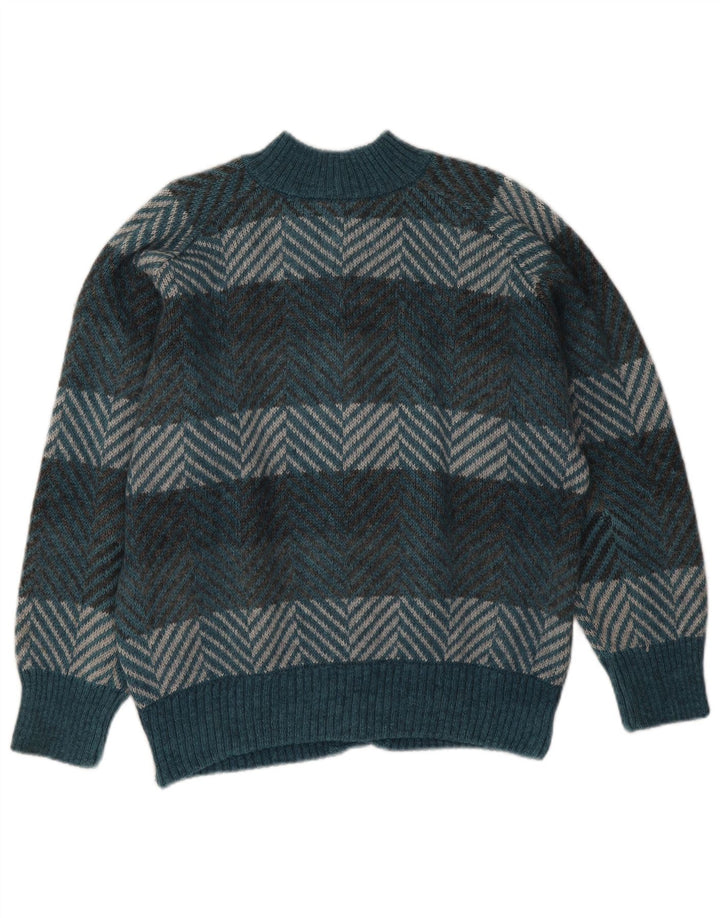 Vintage herre cardigan sweater stor blå Chevron