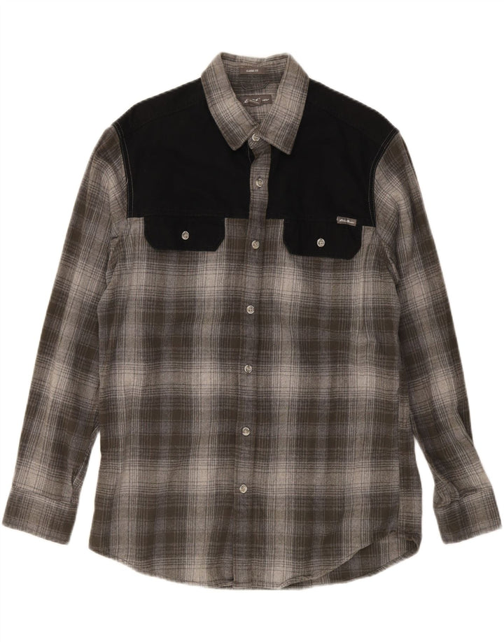 EDDIE BAUER Mens Flannel Shirt Medium Grey Check Cotton Vintage Eddie Bauer and Second-Hand Eddie Bauer from Messina Hembry 