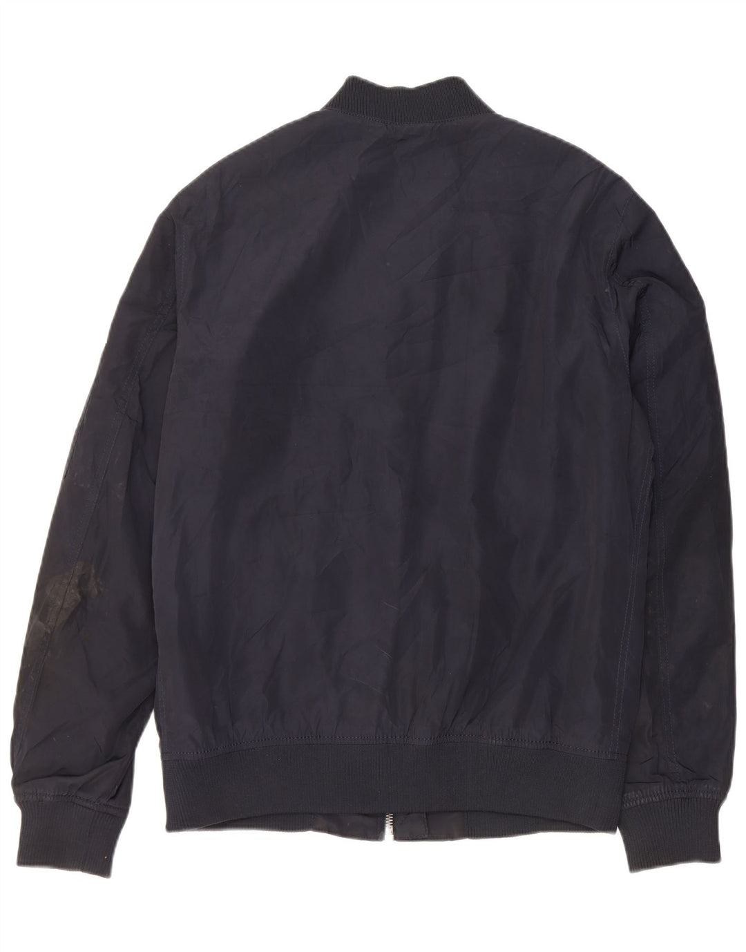 Zara Herre Bomber Jacket UK 40 Large Navy Blue Polyester