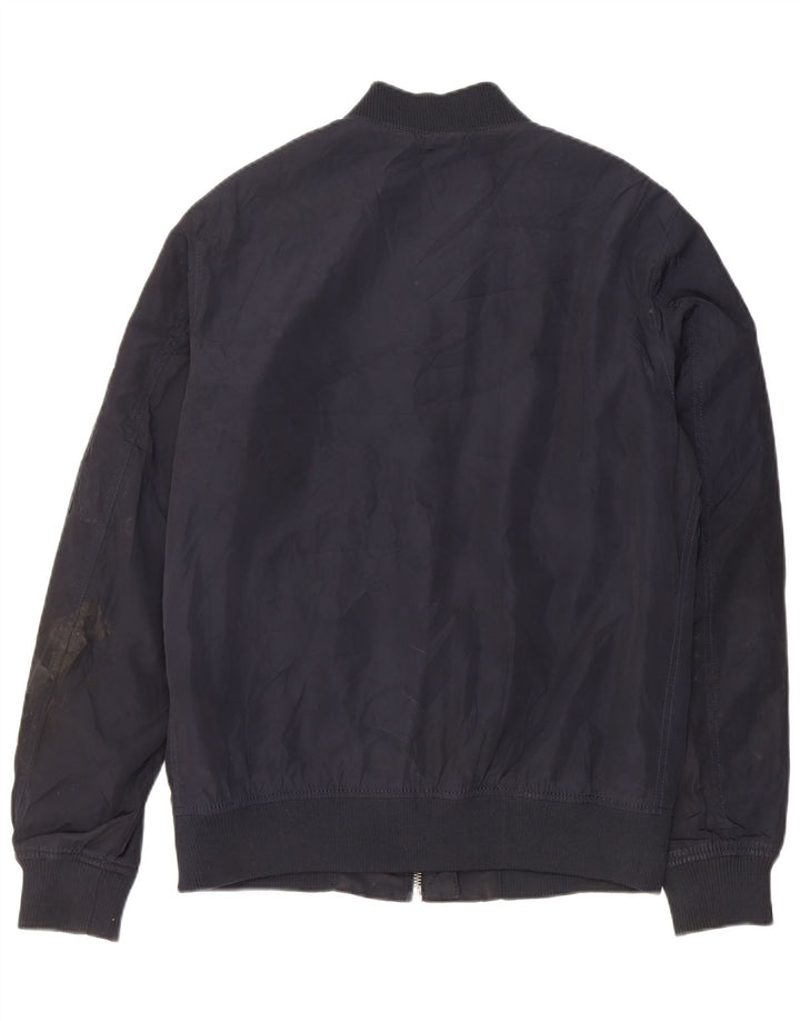Zara Herre Bomber Jacket UK 40 Large Navy Blue Polyester