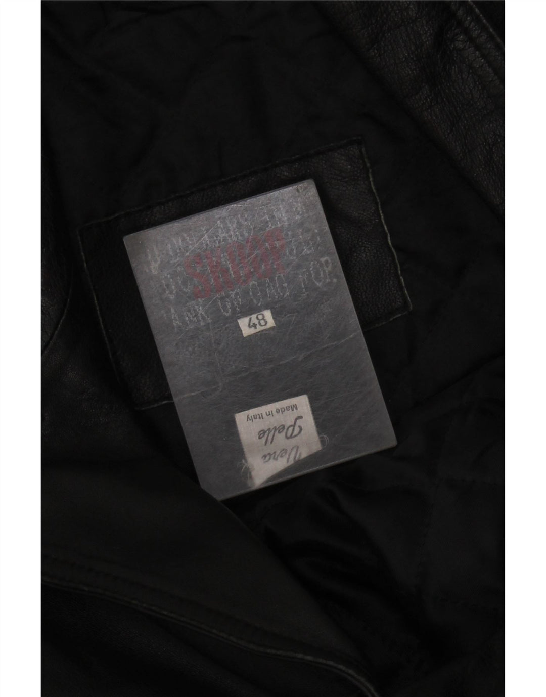 VINTAGE Læderfrakke til kvinder IT 48 XL Sort Læder