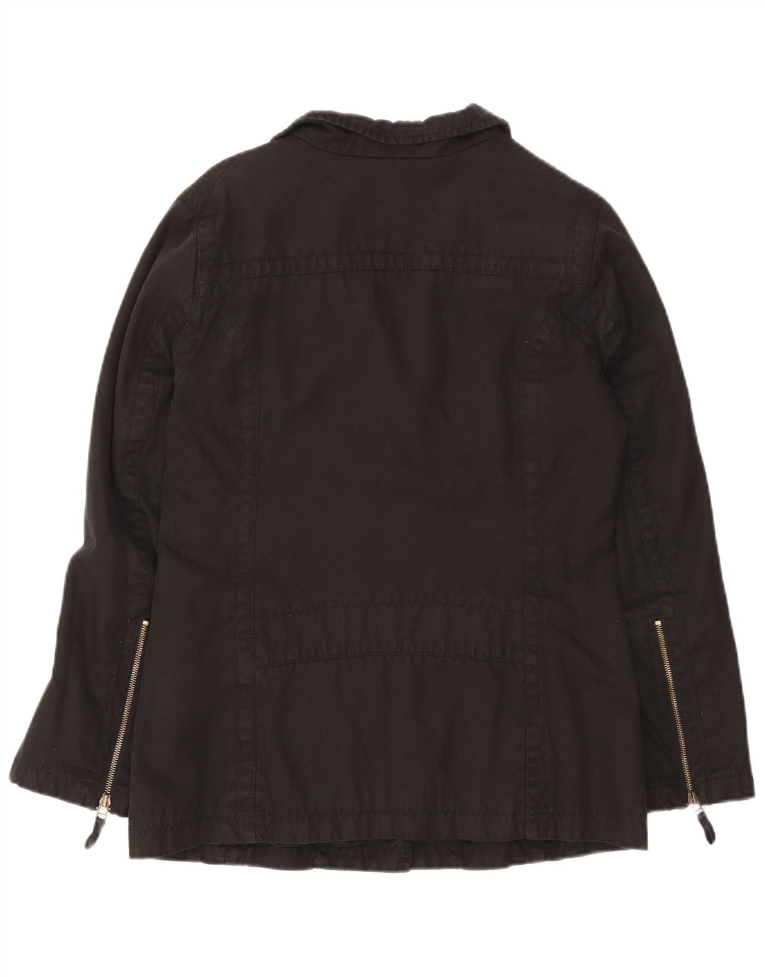 Massimo Dutti Womens Utility Jacket UK 16 Large Black Cotton