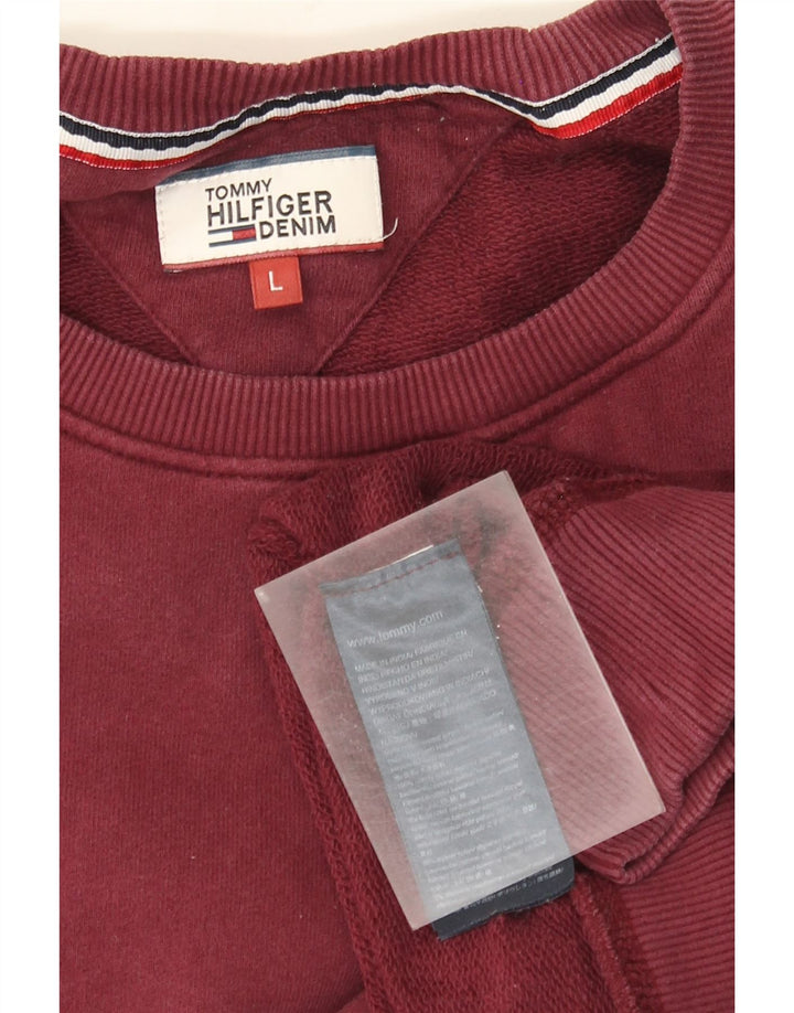 Tommy Hilfiger Herre Sweatshirt Jumper Large Bourgogne Bomuld