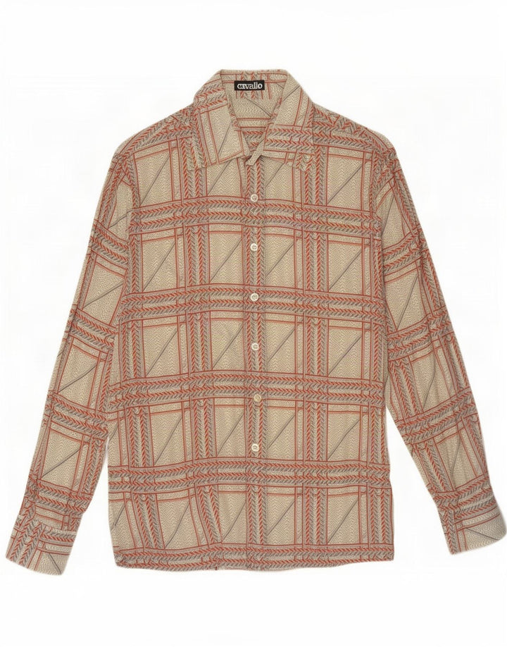 Cavallo Herreskjorte str. 41 Medium Beige Geometrisk Bomuld