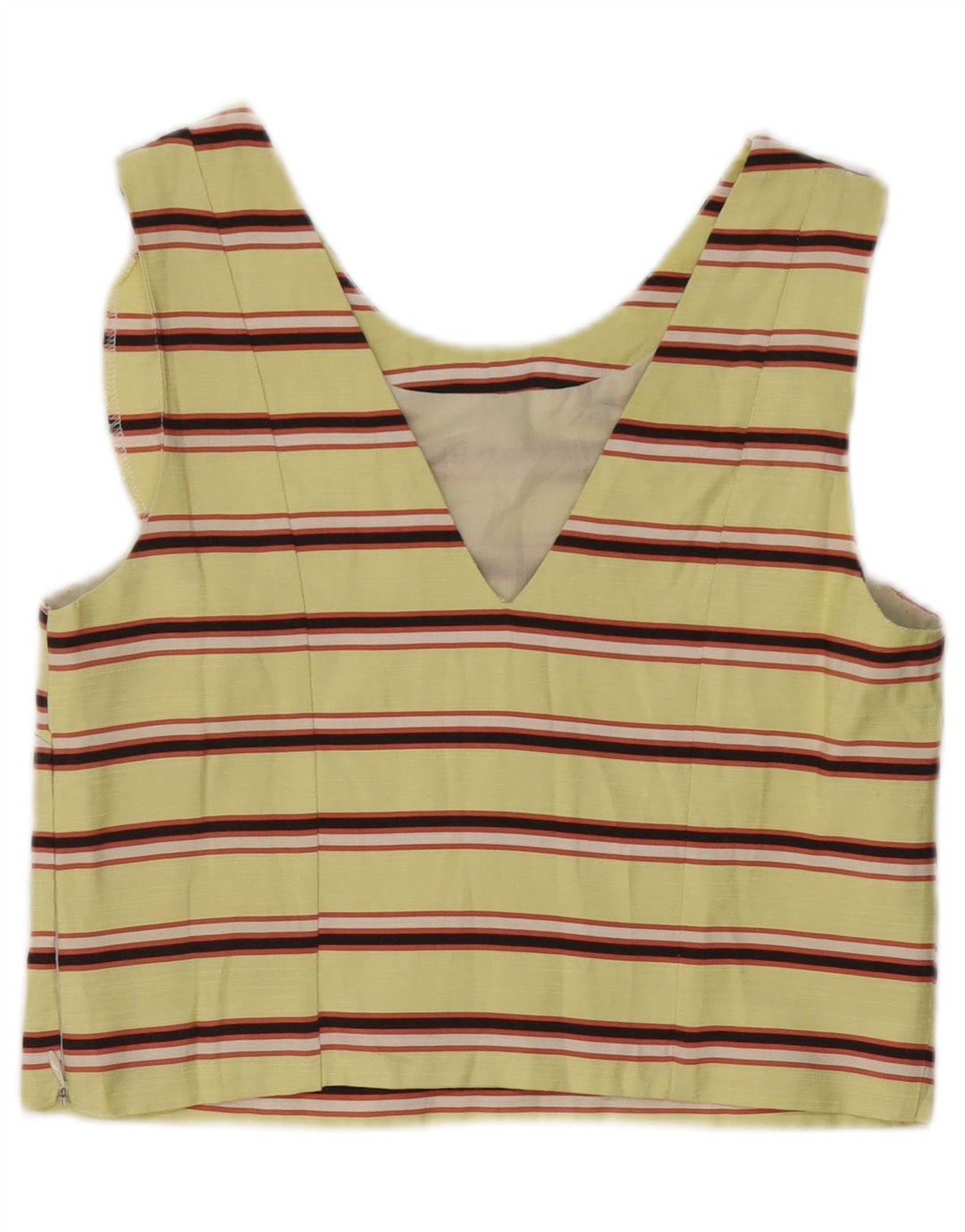 Maison Scotch Dame Ærmeløs Crop Top UK 10 Small Gulstribet