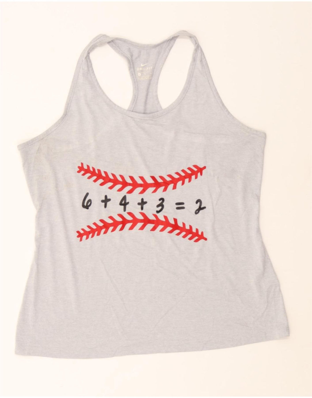 NIKE Womens Dri Fit Graphic Vest Top UK 18 XL Grey Polyester Vintage Nike and Second-Hand Nike from Messina Hembry 