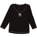ROCCOBAROCCO Womens Crop Graphic Top 3/4 Sleeve US 12 Large Black Cotton Vintage Roccobarocco and Second-Hand Roccobarocco from Messina Hembry 
