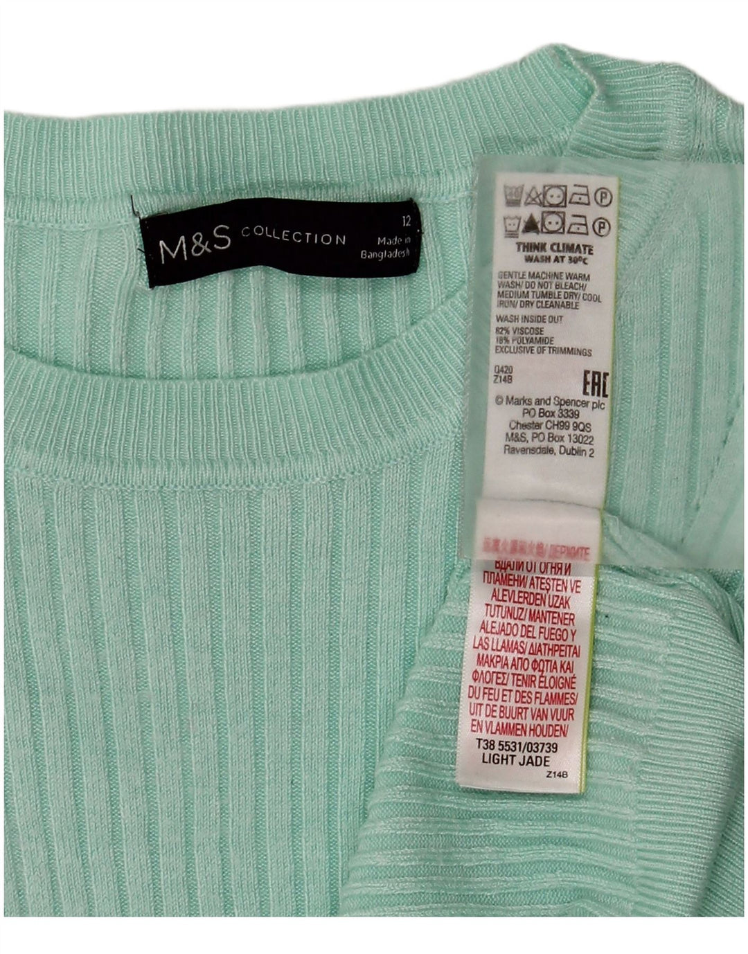 Marks & Spencer Dame Boat Neck Jumper Sweater UK 12 Medium Green