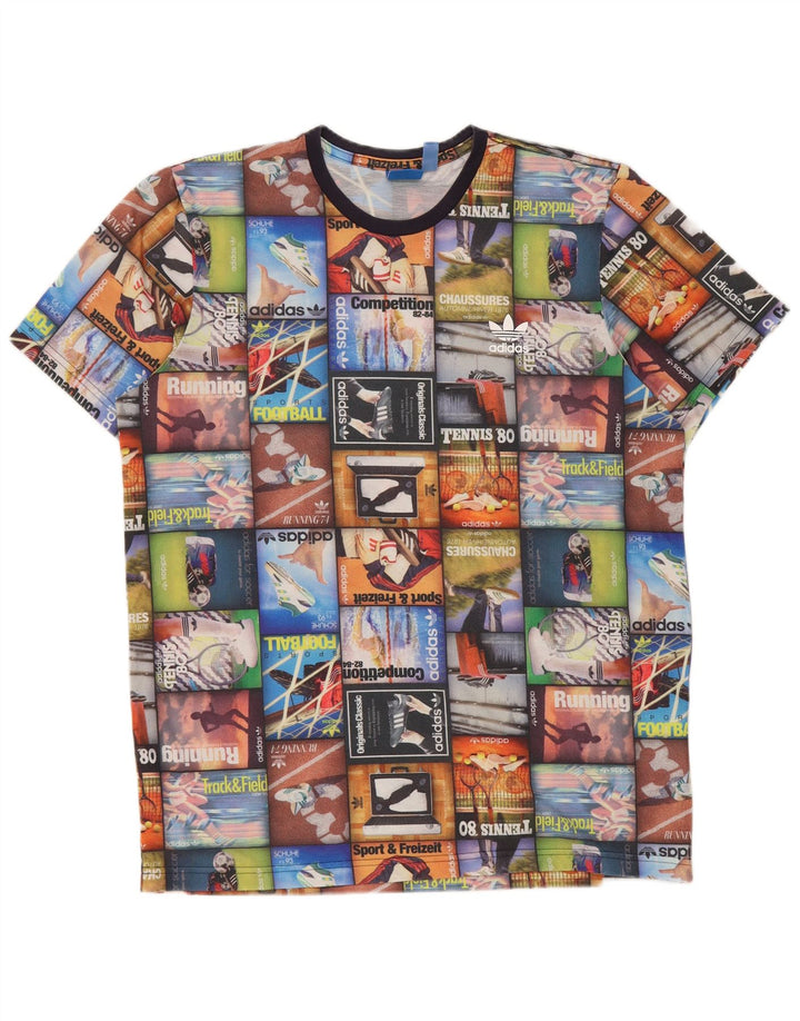 Adidas Herre grafisk T-shirt Top Stor flerfarvet Patchwork Polyester