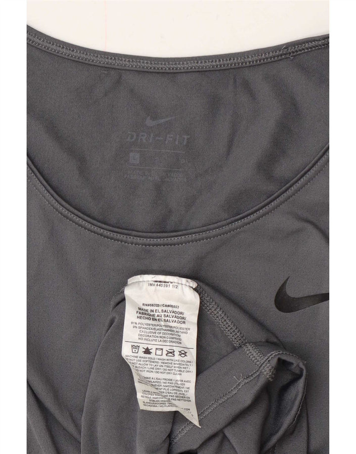 Nike Dame Dri Fit T-Shirt Top UK 16 Stor Grå Polyester