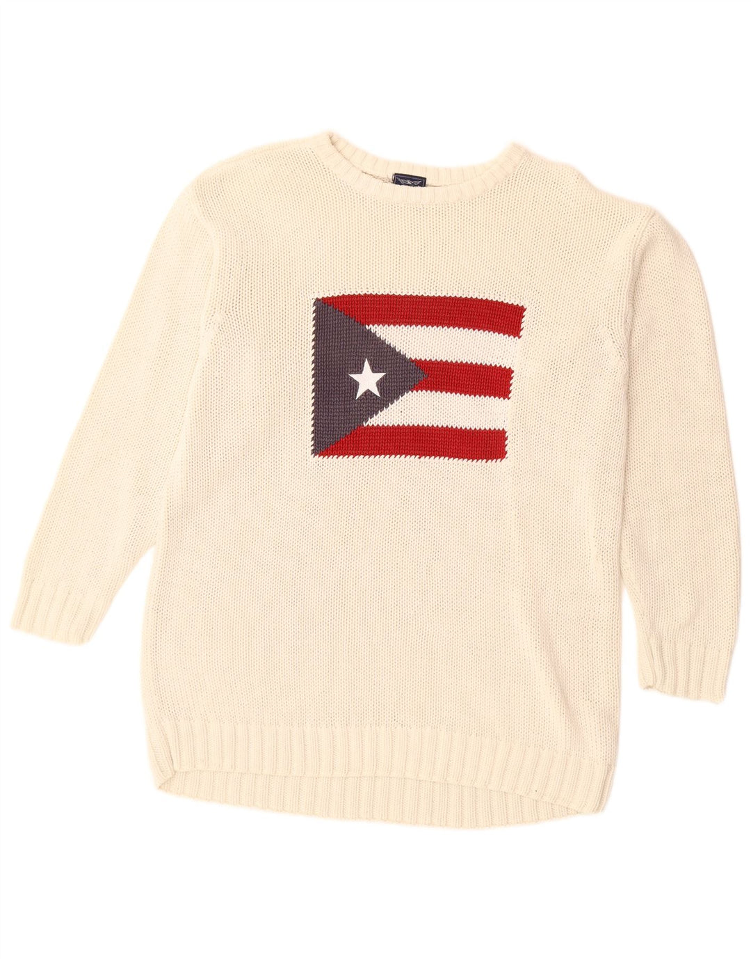 ARIZONA Herre grafisk rund hals sweater stor hvid bomuld