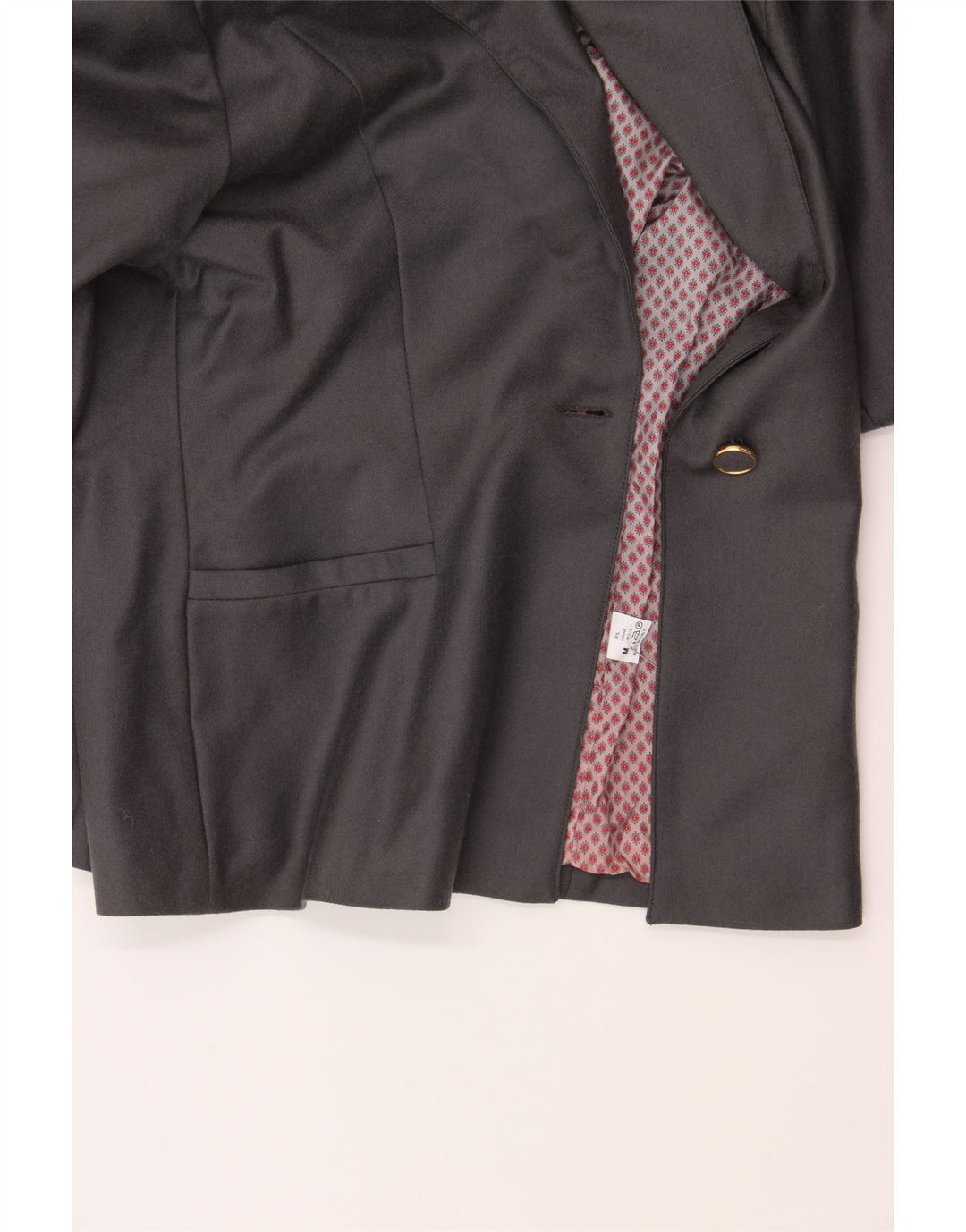 VINTAGE Womens 1 Button Blazer Jacket UK 14 Medium Grey Wool Vintage Vintage and Second-Hand Vintage from Messina Hembry 
