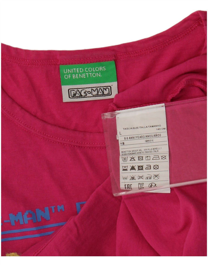 BENETTON Piger Pac-Man Crop Grafisk T-Shirt Top 8-9 år Large Pink