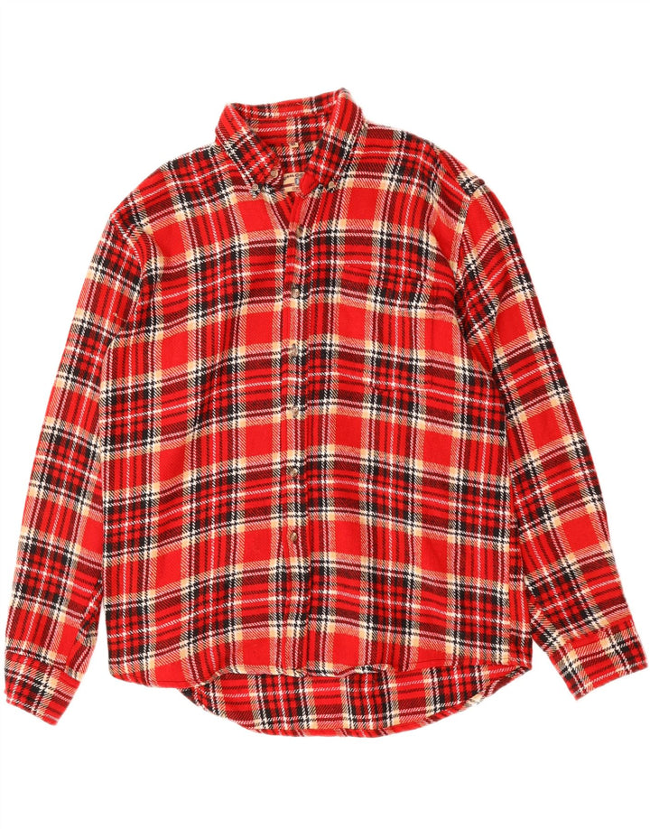 VINTAGE Mens Overshirt Shirt XL Red Check Acrylic Vintage Vintage and Second-Hand Vintage from Messina Hembry 