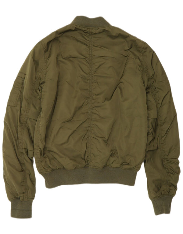 Topshop Dame Polstret Bomber Jacket UK 8 Small Green Polyester