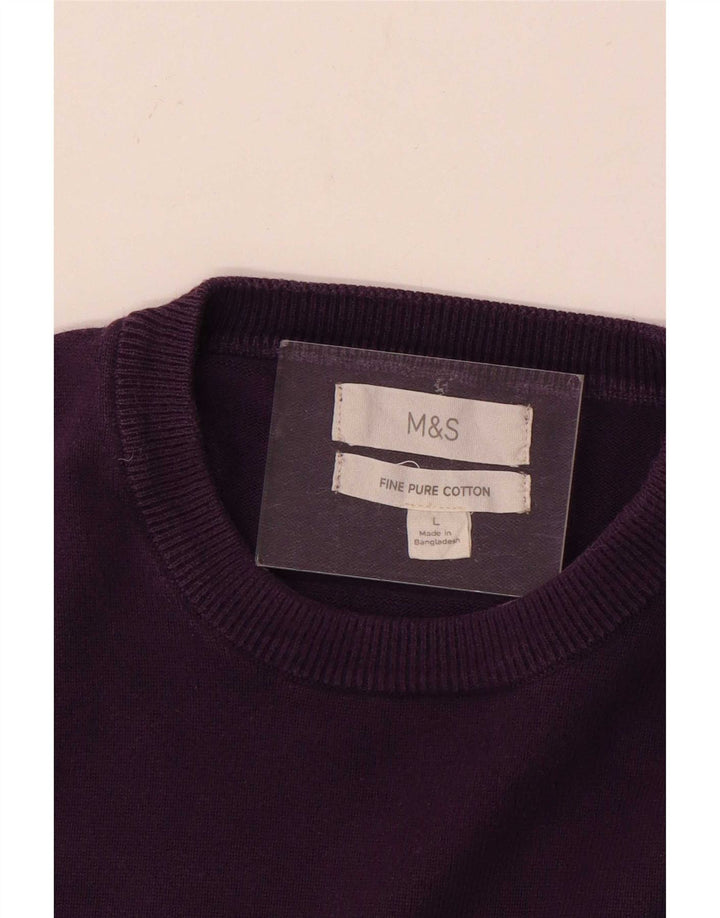 Marks & Spencer Herre sweater med rund hals, stor lilla bomuld