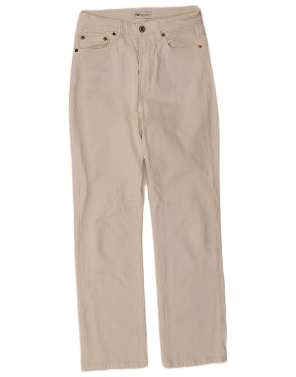 Zara Dame Straight Jeans EU 36 XS W26 L28 Hvid Bomuld