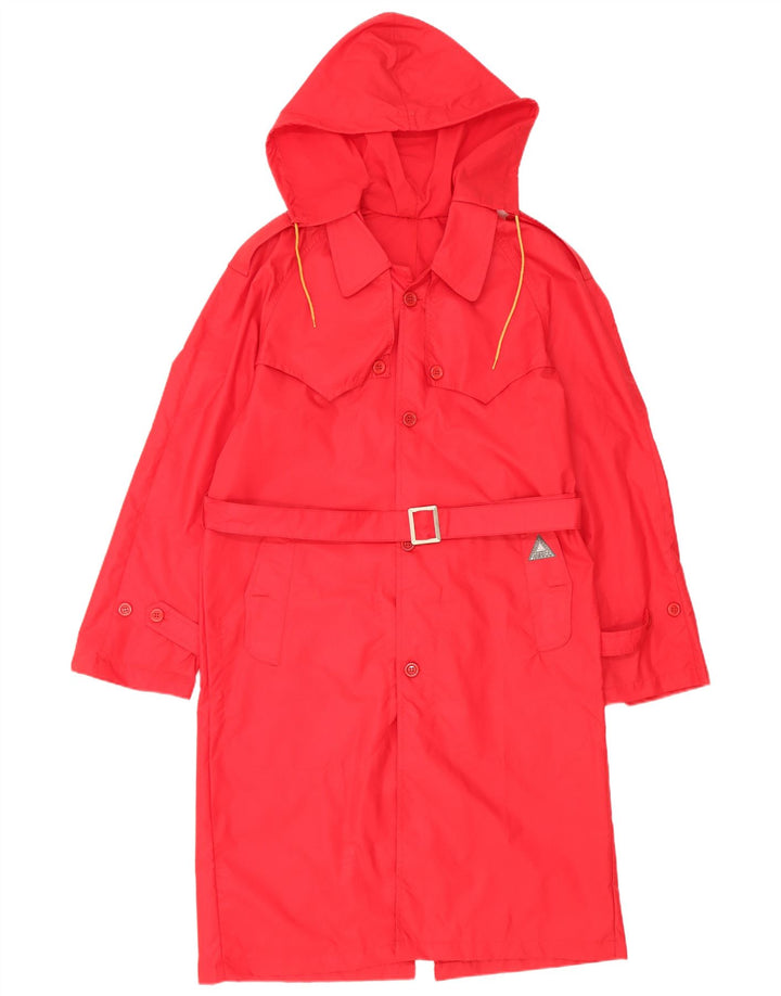 Fiorucci Trench Coat med hætte til kvinder UK 14 Medium Rød Nylon