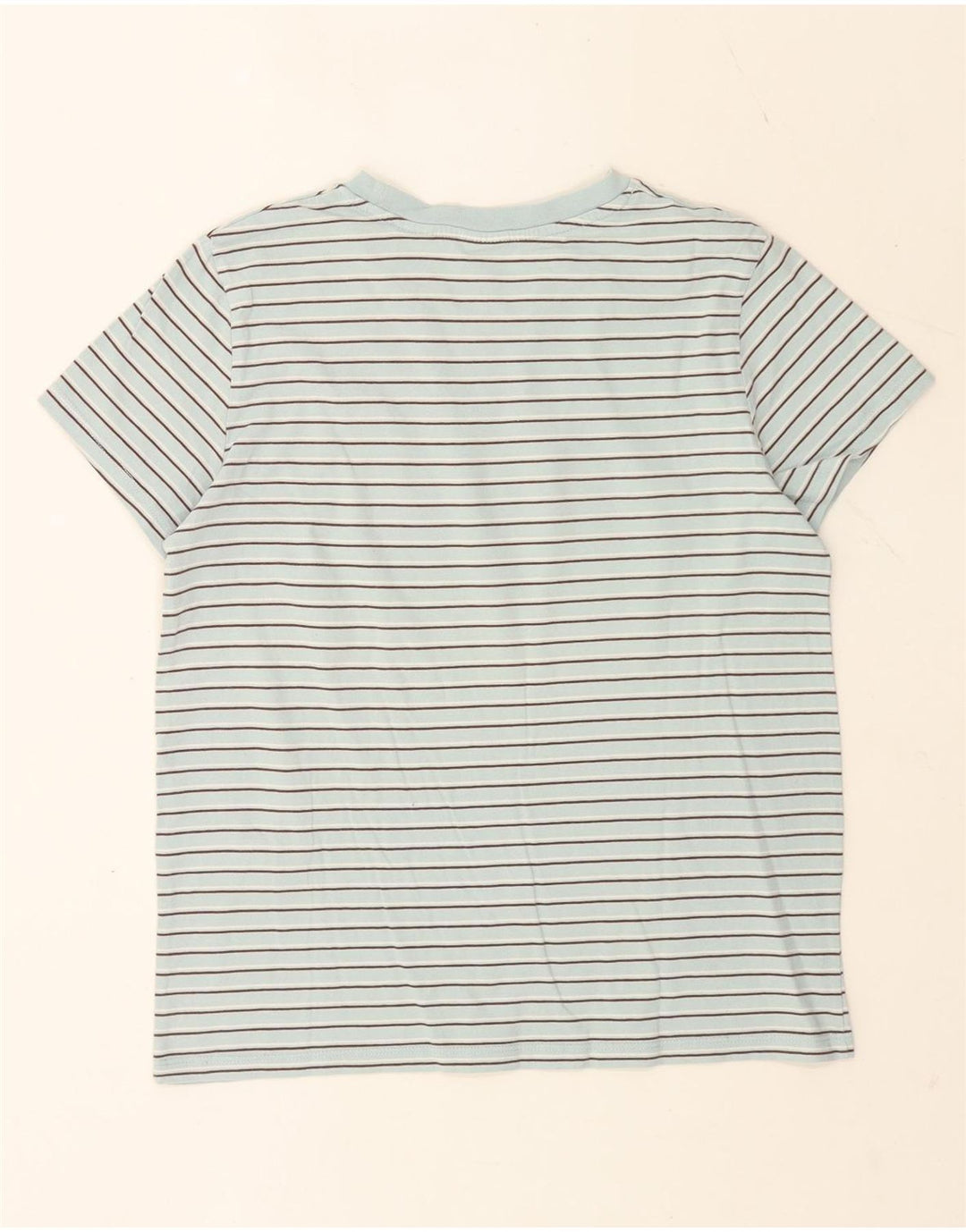 Levi's Dame T-Shirt Top UK 14 Mellem blå stribet bomuld