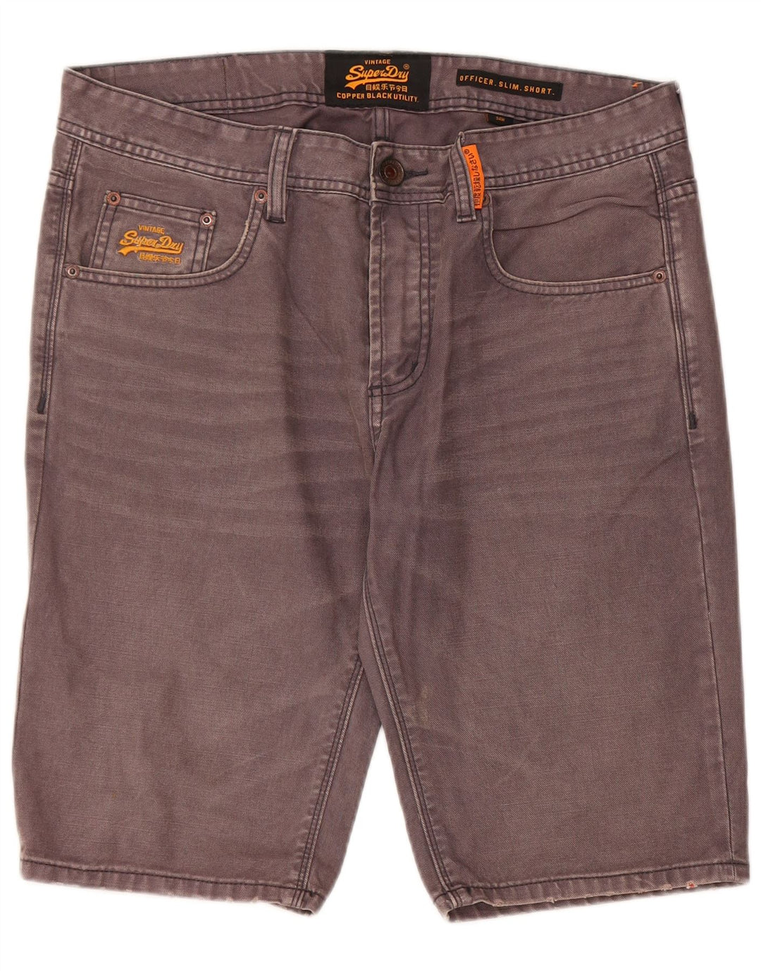 SUPERDRY Herre Slim Fit denimshorts W34 Large Grå Bomuld
