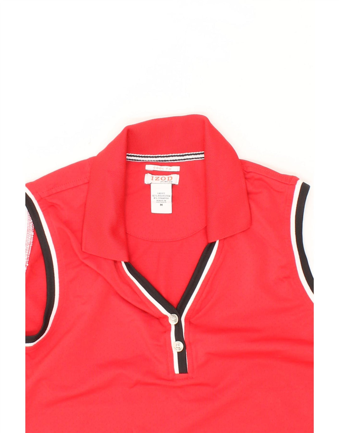 IZOD Womens Sleeveless Polo Shirt UK 12 Medium Red Polyester Vintage Izod and Second-Hand Izod from Messina Hembry 