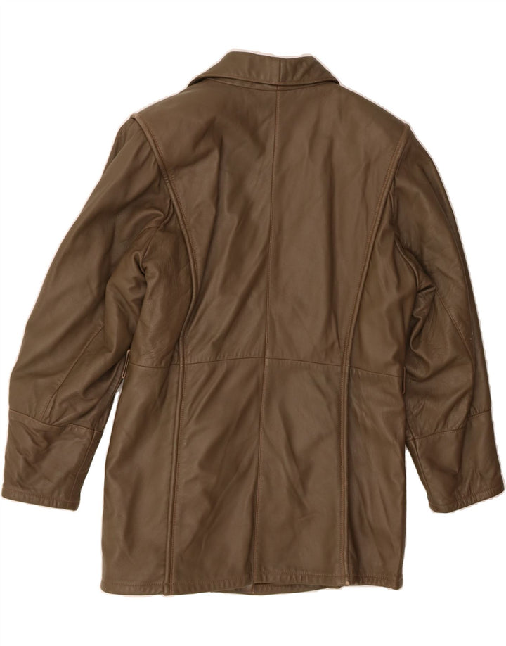 VINTAGE Womens Leather Coat UK 14 Medium Brown Leather Vintage Vintage and Second-Hand Vintage from Messina Hembry 
