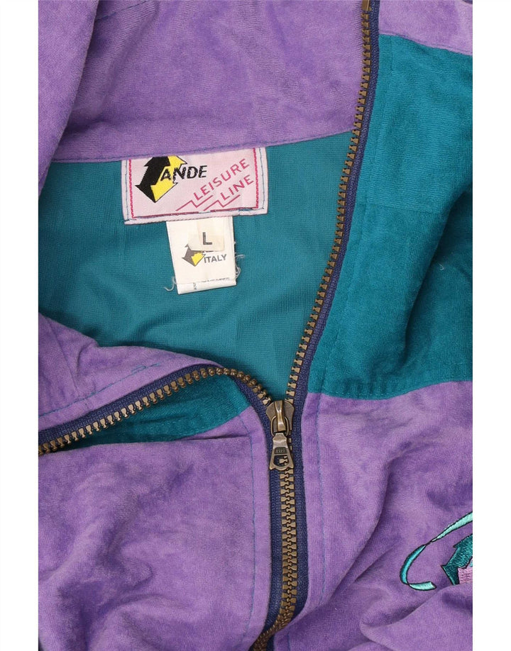 Vintage velour hel træningsdragt til mænd Stor grøn Colourblock Polyester