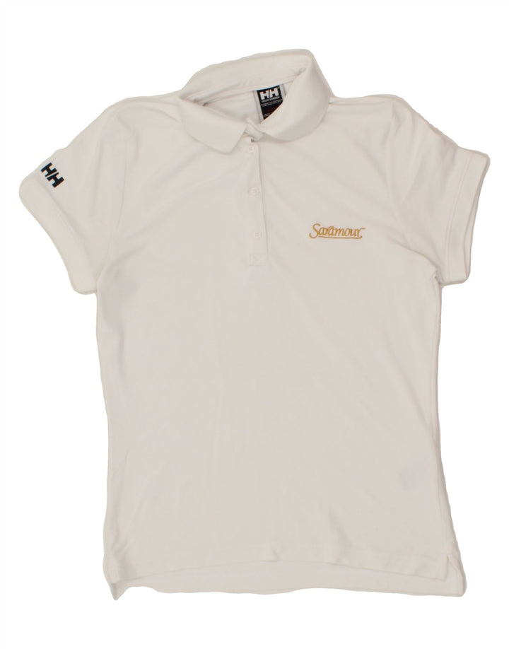 HELLY HANSEN Womens Polo Shirt UK 10 Small White Polyester Vintage Helly Hansen and Second-Hand Helly Hansen from Messina Hembry 