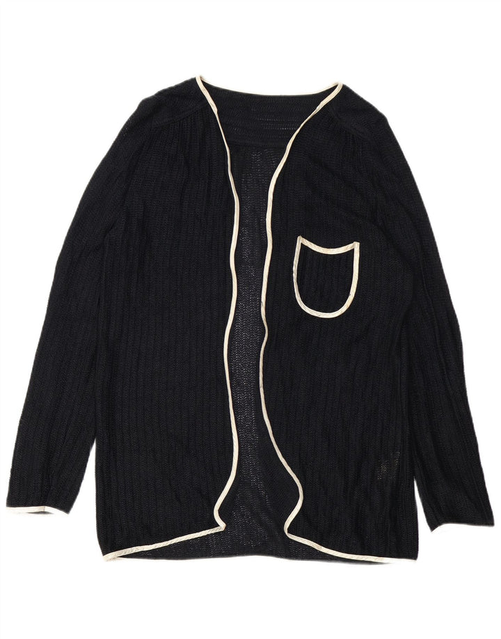 Vintage Dame Open Cardigan Sweater EU 40 Medium Sort Viscose