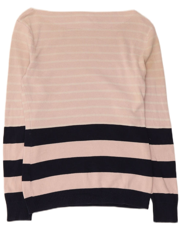 Tommy Hilfiger Dame Boat Neck Sweater UK 12 Medium Pink Stribet