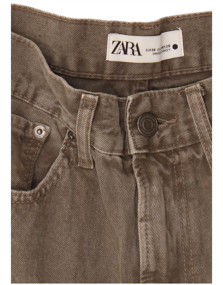 Zara Dame Jeans med høj talje EU 38 Small W28 L26 Brun Bomuld