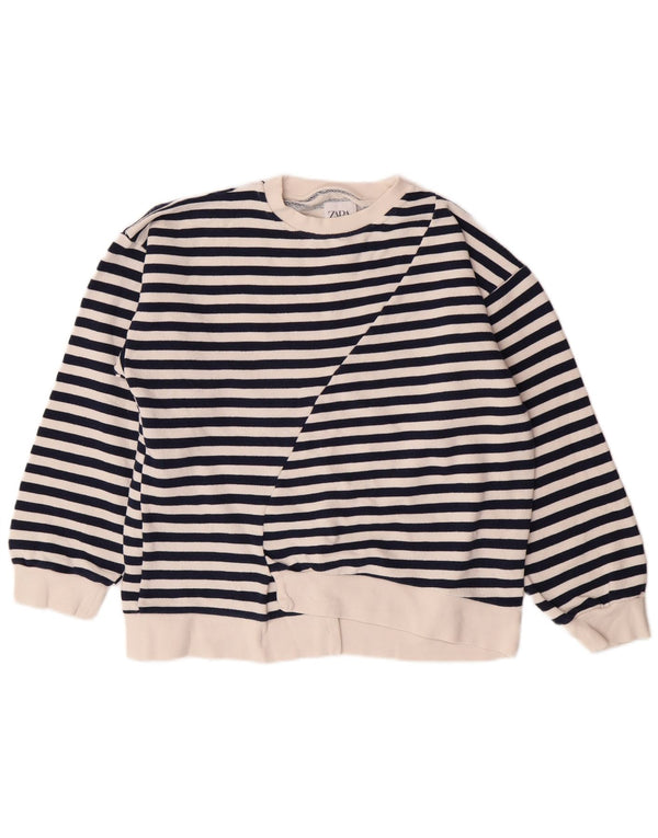 Zara Girl Sweatshirt Jumper 11-12 år Navyblå stribet bomuld
