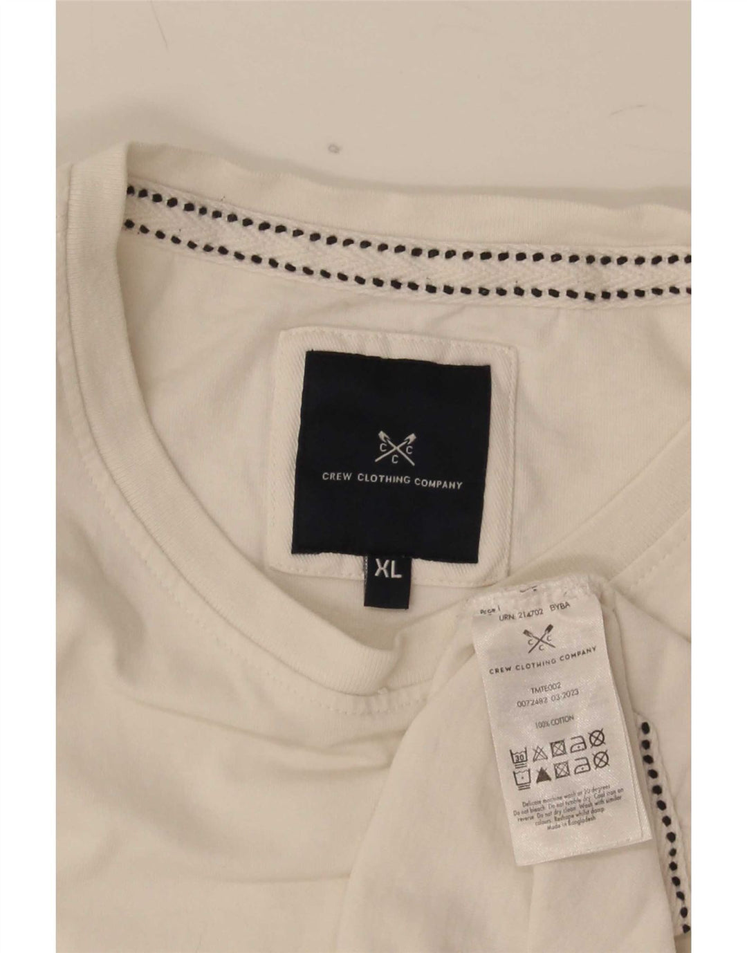 Crew Clothing Herre T-Shirt Top XL Hvid Bomuld