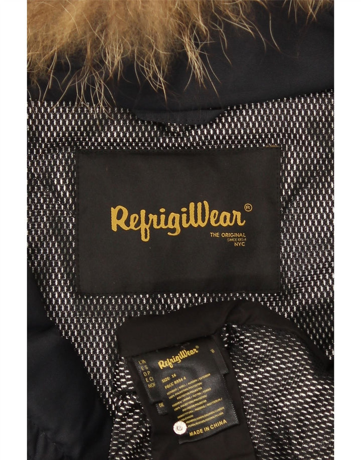 Refrigiwear Dame hættepolstret jakke UK 16 Large Navy Blue Polyester