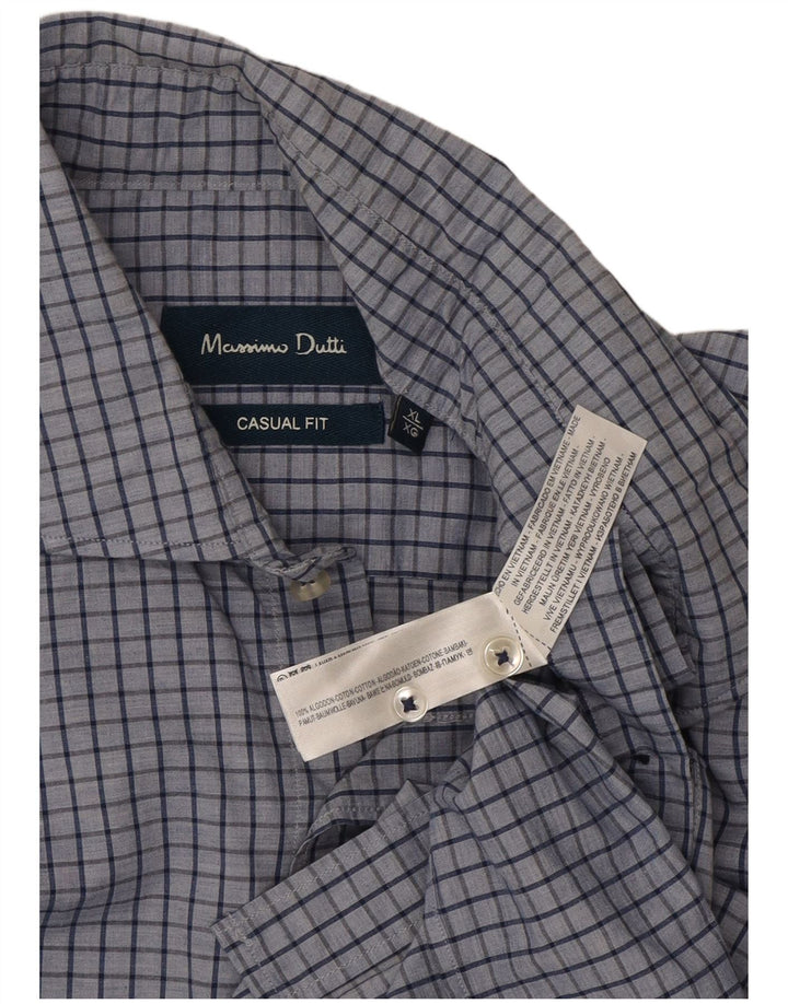 Massimo Dutti Herre Casual Fit skjorte XL blå ternet bomuld
