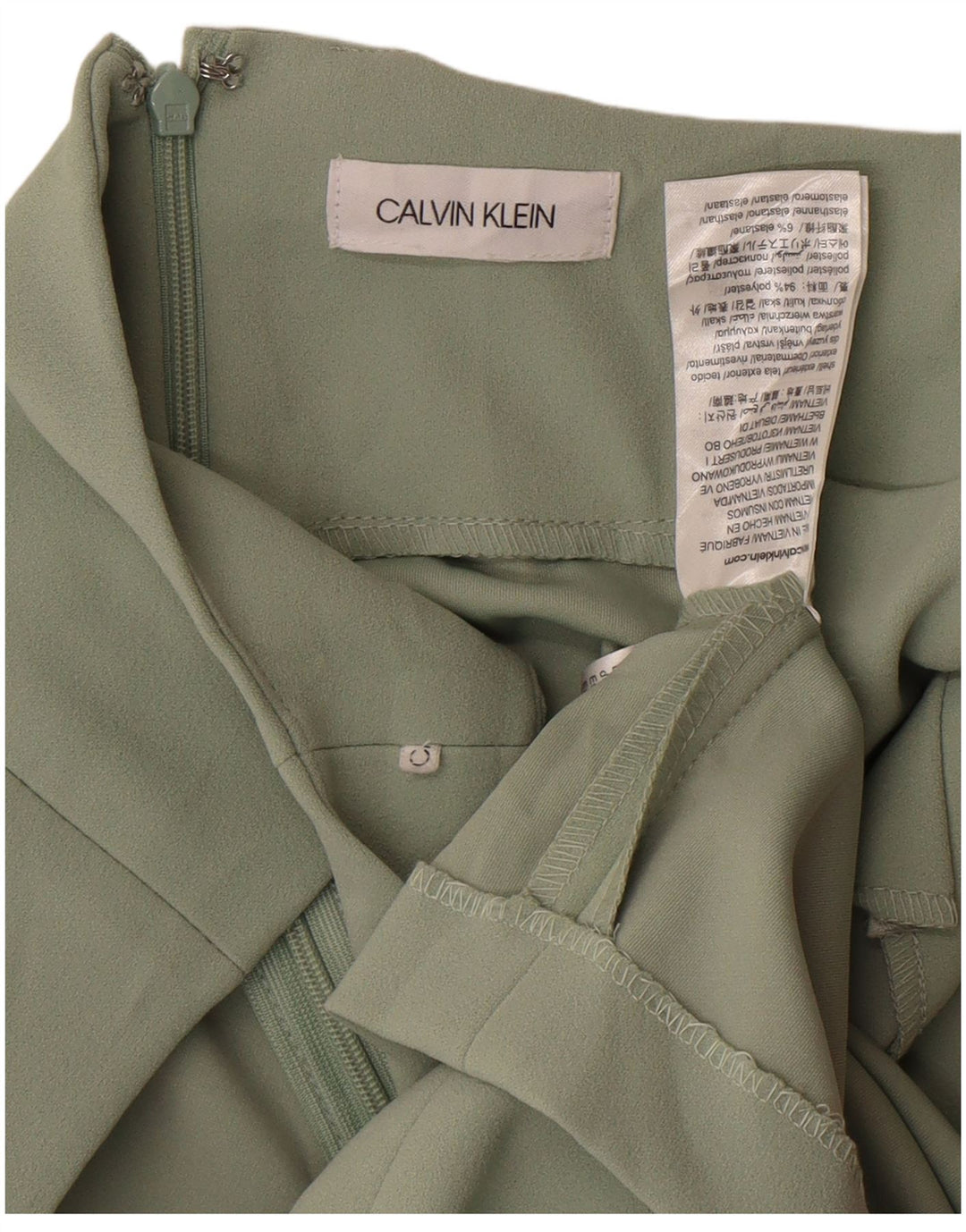 Calvin Klein Dame Ærmeløs Bodycon Kjole UK 12 Medium Green Polyester