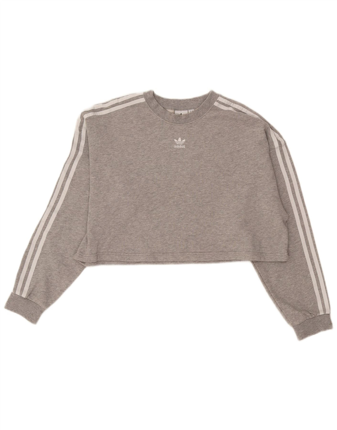 Adidas Womens Crop Oversized Sweatshirt Jumper UK 8 Small Grey Bomuld