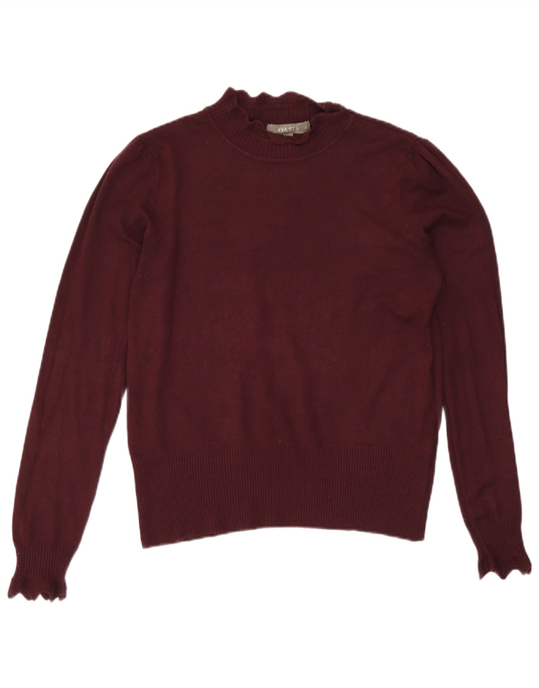 Oasis Dame Turtle Neck Jumper Sweater UK 8 Small Burgundy Viscose