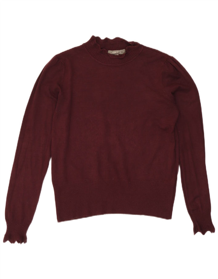 Oasis Dame Turtle Neck Jumper Sweater UK 8 Small Burgundy Viscose