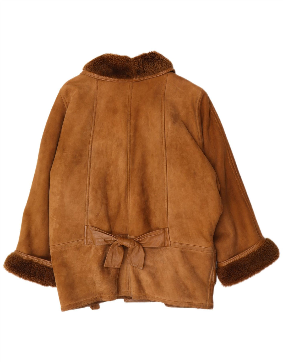 Vintage dame 3/4 ærmet oversize shearling jakke EU 46 XL Brun