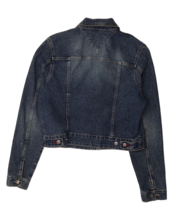 TOMMY HILFIGER Womens Crop Denim Jacket UK 14 Large Blue Cotton Vintage Tommy Hilfiger and Second-Hand Tommy Hilfiger from Messina Hembry 