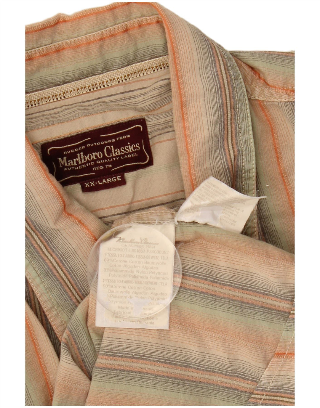 MARLBORO CLASSICS Kortærmet herreskjorte 2XL flerfarvet stribet bomuld