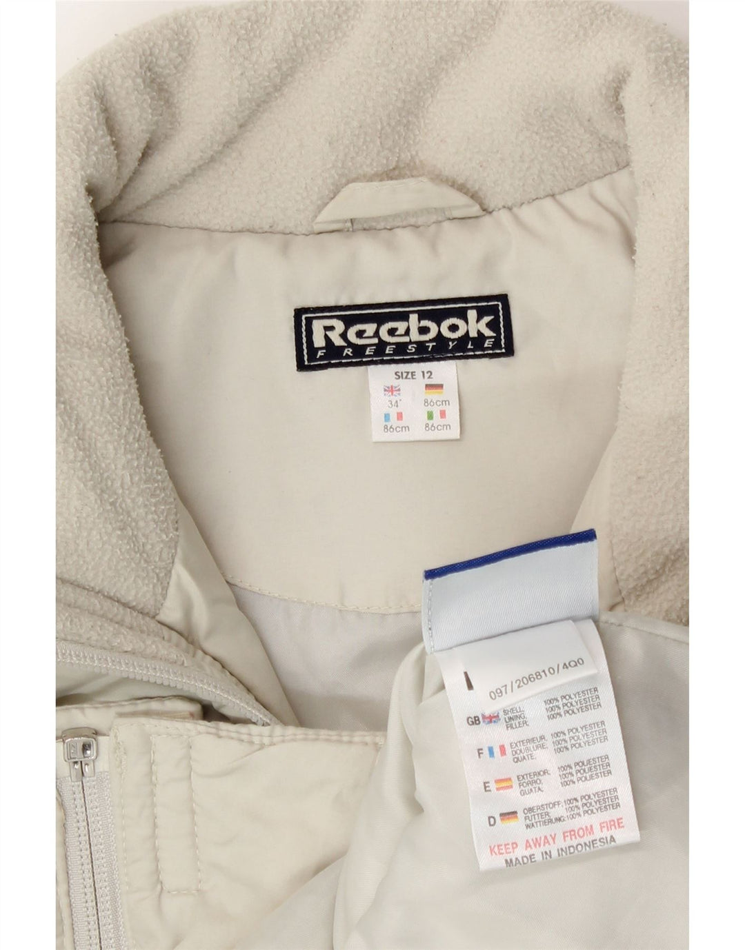 Reebok Womens Polstret Gilet UK 12 Medium Off White Polyester