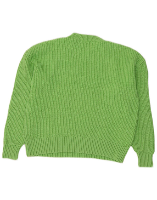 Marks & Spencer Dame Crop Crew Neck Jumper Sweater UK 14 Medium Green